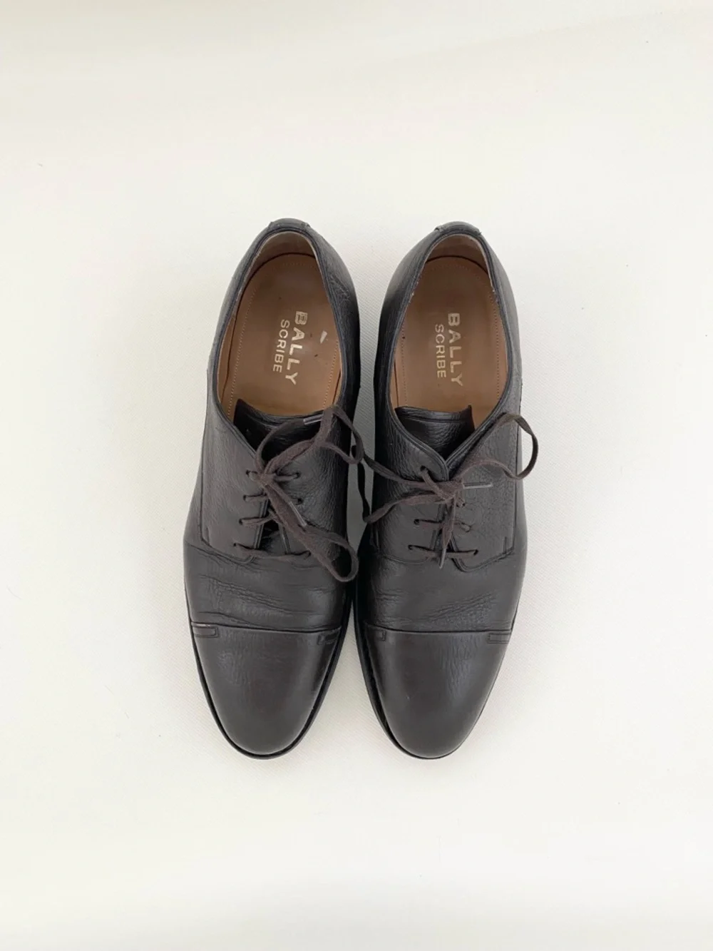 Bally Black Leather Cap-Toe Derby Shoes